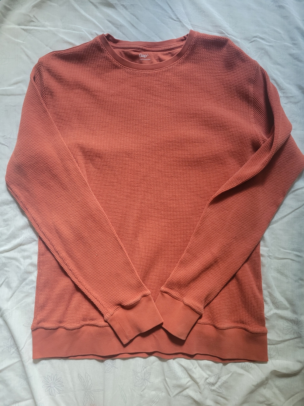 GAP Men's Waffle-Knit Crewneck Sweater - Terracotta